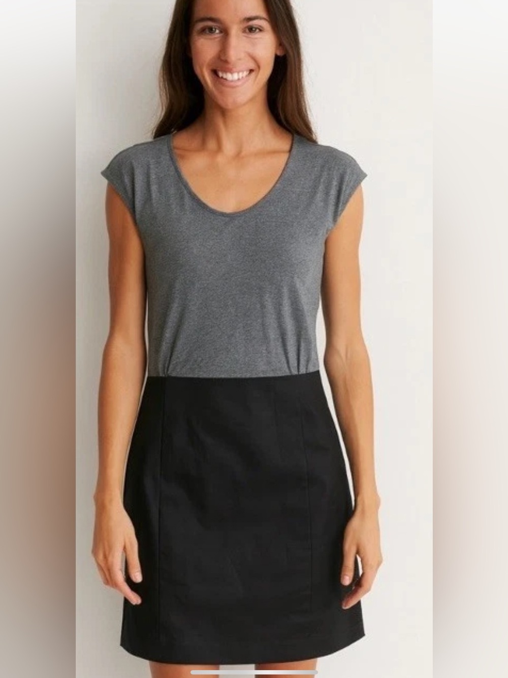 Banana Republic Gray and Black Two-Tone Cap Sleeve Mini Dress 👗 Like New!